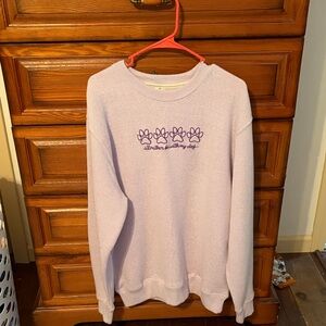 Puppie love brand new Lavender Crewneck Sweatshirt with Paw Print Embroidery